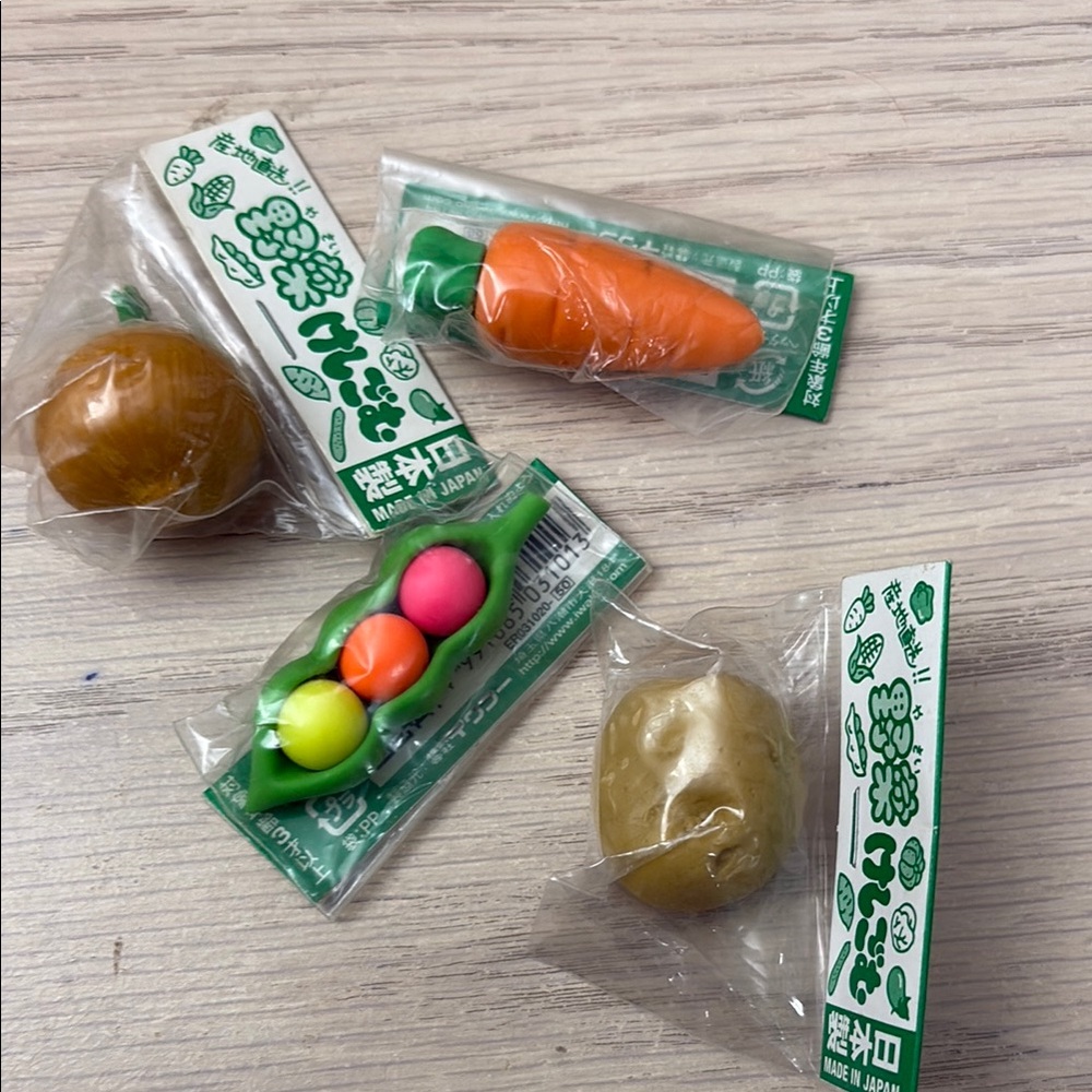 Miniature Vegetable Erasers Set